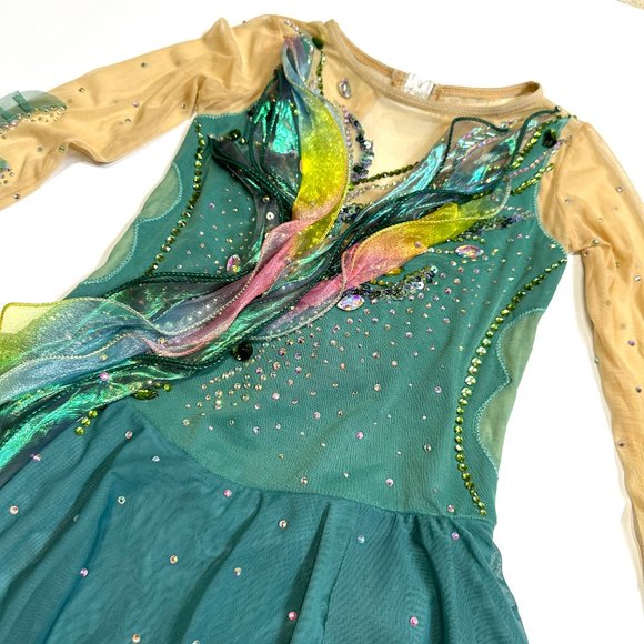 New Figure Skating Dress Size 10 (5~8T) with Hair Scrunchies (120~130cm) - Picture 4 of 10